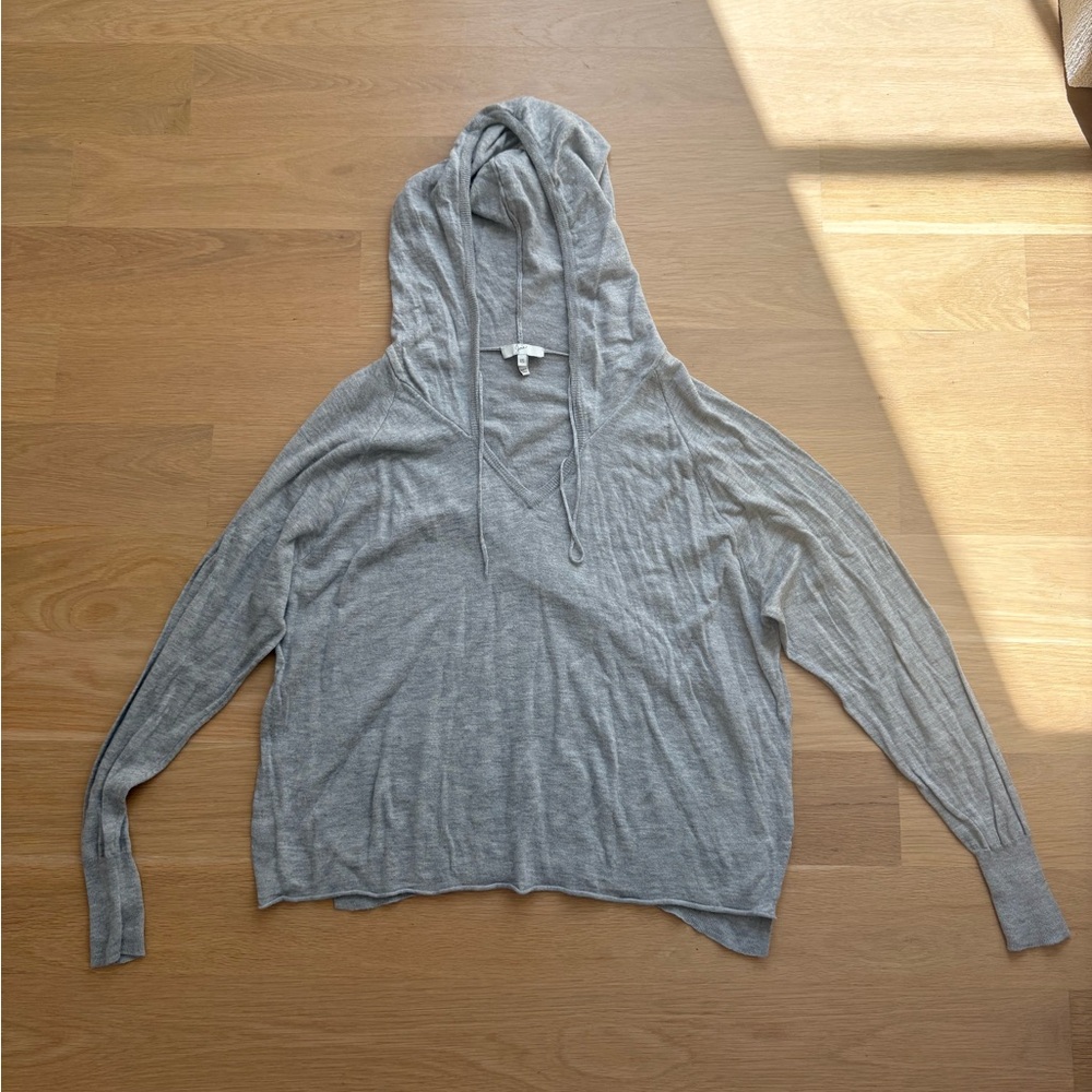 Joie Gray V-Neck Sweater with Hood